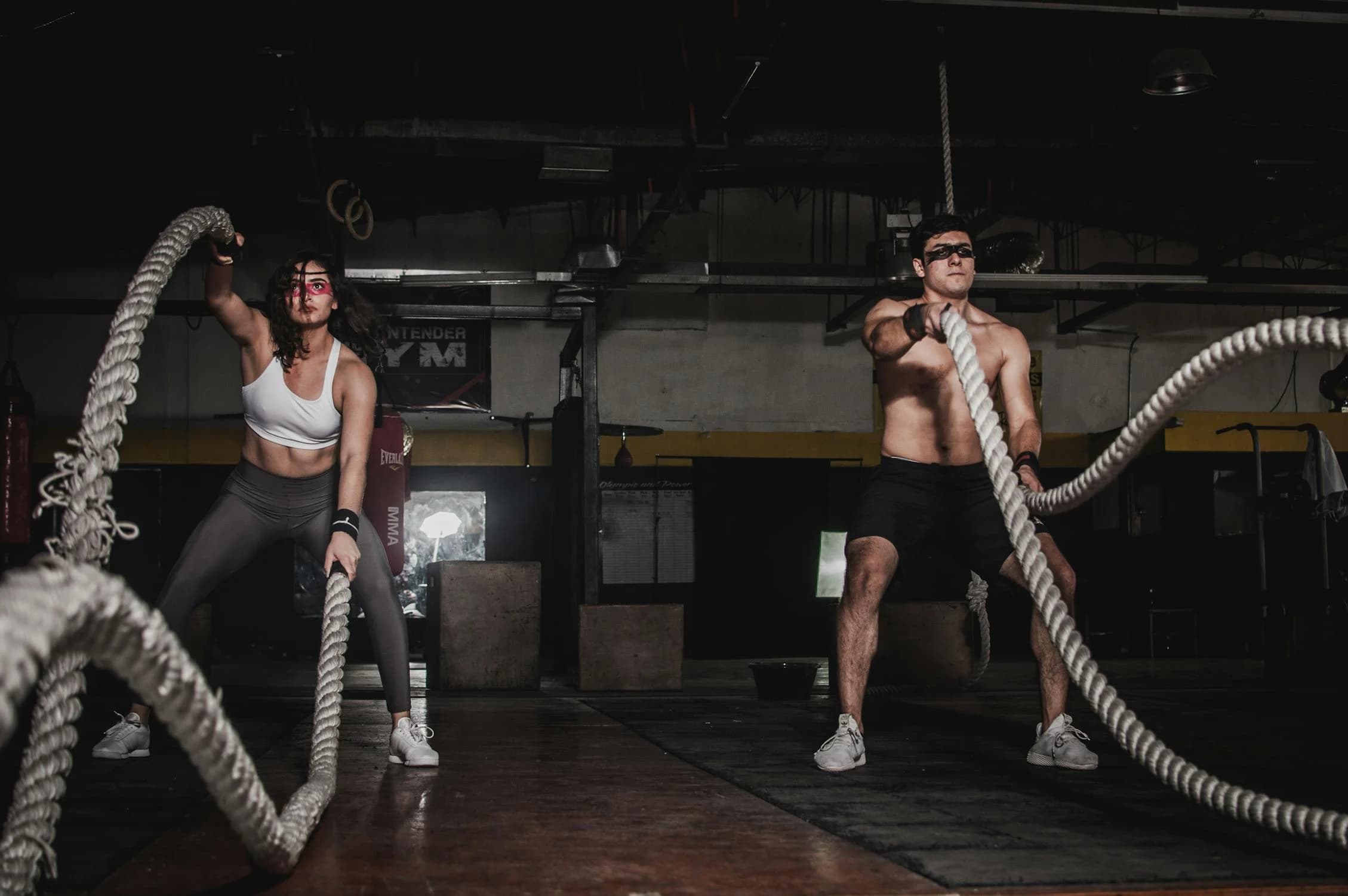 Gym community working out together